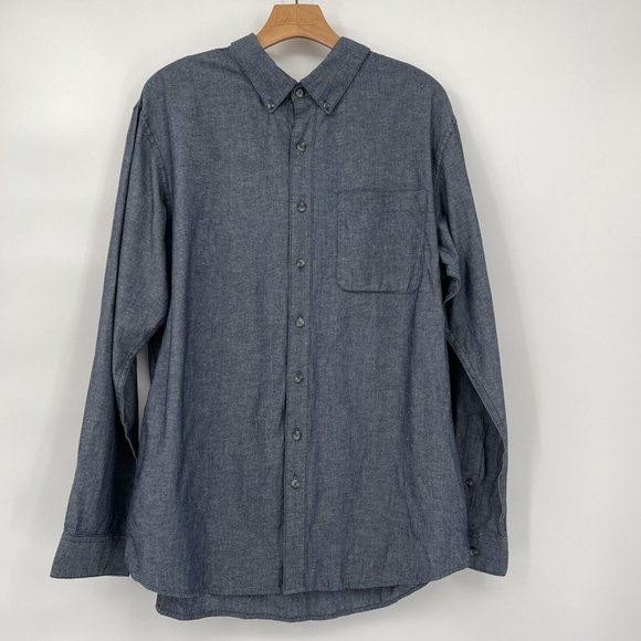 Magellan Outdoors Chambray Shirt Men's Classic Fit Size large long sleeve Blue - Picture 2 of 5